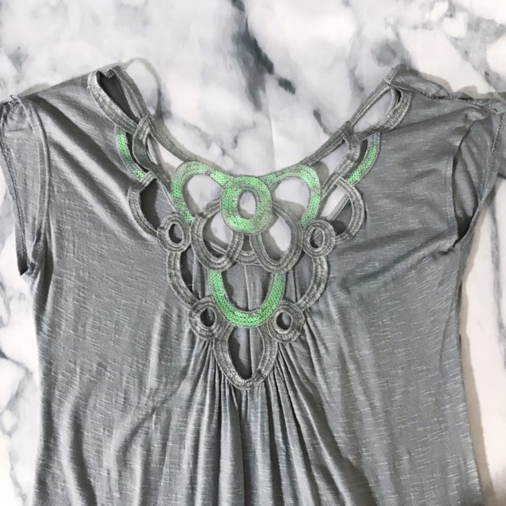 โจHPโจ THREADS Open Back Sequin Top Tunic Tee Small - Picture 3 of 9